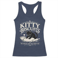 Kitty Biscuits We Knead Em You Need Em Racerback Tank Top Funny Black Cat Making Biscuits Baking