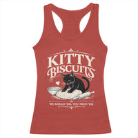 Kitty Biscuits We Knead Em You Need Em Racerback Tank Top Funny Black Cat Making Biscuits Baking
