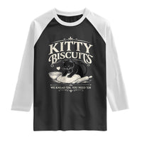Kitty Biscuits We Knead Em You Need Em Raglan Shirt Funny Black Cat Making Biscuits Baking