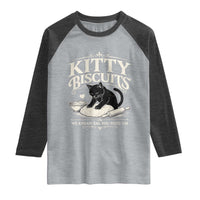 Kitty Biscuits We Knead Em You Need Em Raglan Shirt Funny Black Cat Making Biscuits Baking