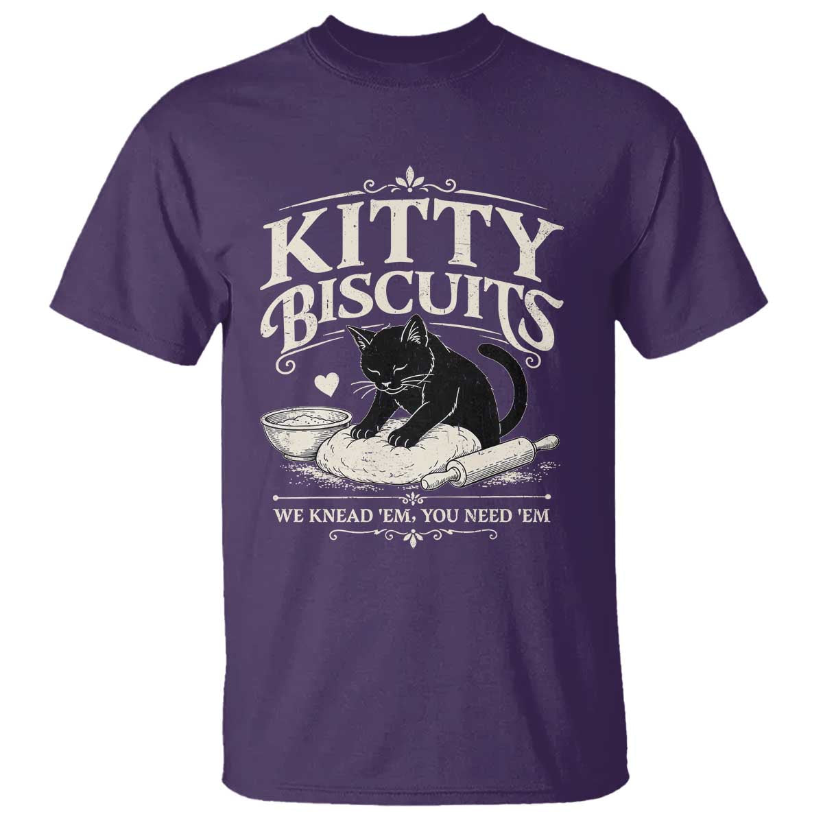 Kitty Biscuits We Knead Em You Need Em T Shirt Funny Black Cat Making Biscuits Baking
