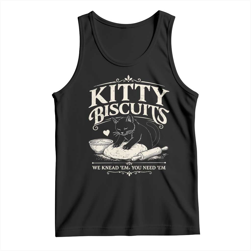 Kitty Biscuits We Knead Em You Need Em Tank Top Funny Black Cat Making Biscuits Baking