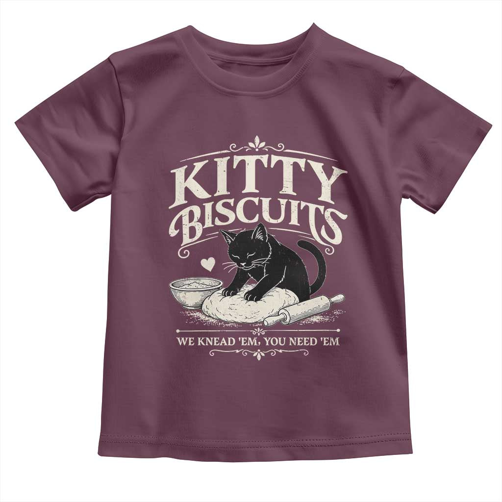 Kitty Biscuits We Knead Em You Need Em Toddler T Shirt Funny Black Cat Making Biscuits Baking