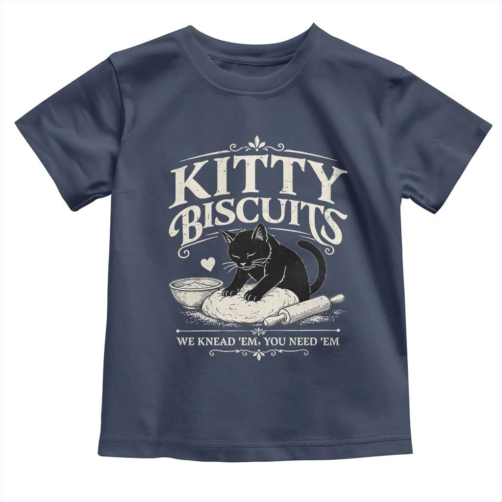 Kitty Biscuits We Knead Em You Need Em Toddler T Shirt Funny Black Cat Making Biscuits Baking