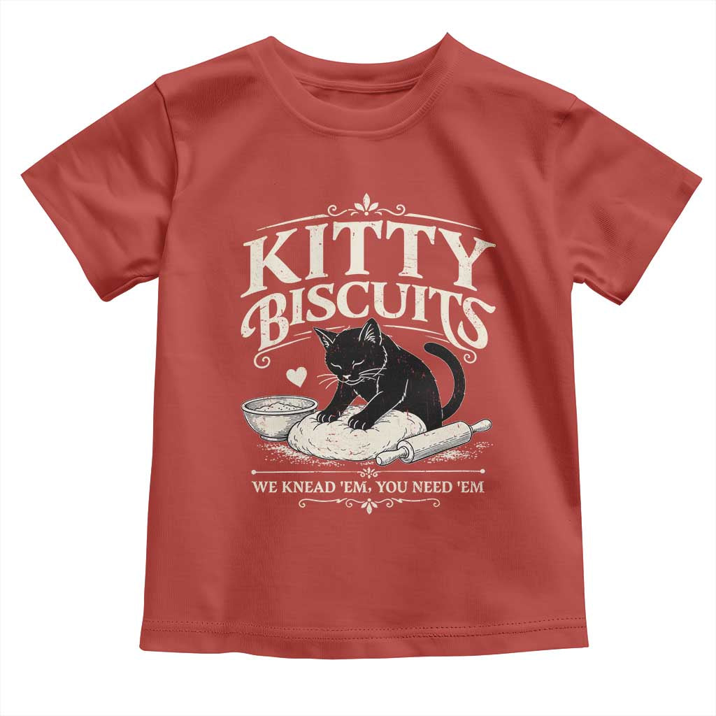 Kitty Biscuits We Knead Em You Need Em Toddler T Shirt Funny Black Cat Making Biscuits Baking