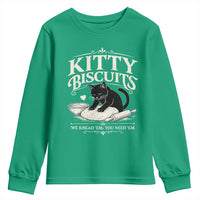 Kitty Biscuits We Knead Em You Need Em Youth Sweatshirt Funny Black Cat Making Biscuits Baking