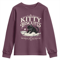 Kitty Biscuits We Knead Em You Need Em Youth Sweatshirt Funny Black Cat Making Biscuits Baking