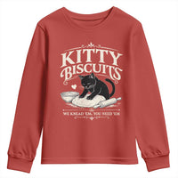 Kitty Biscuits We Knead Em You Need Em Youth Sweatshirt Funny Black Cat Making Biscuits Baking