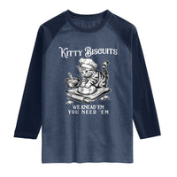 Funny Kitty Biscuits Bakery Raglan Shirt We Knead Em You Need Em