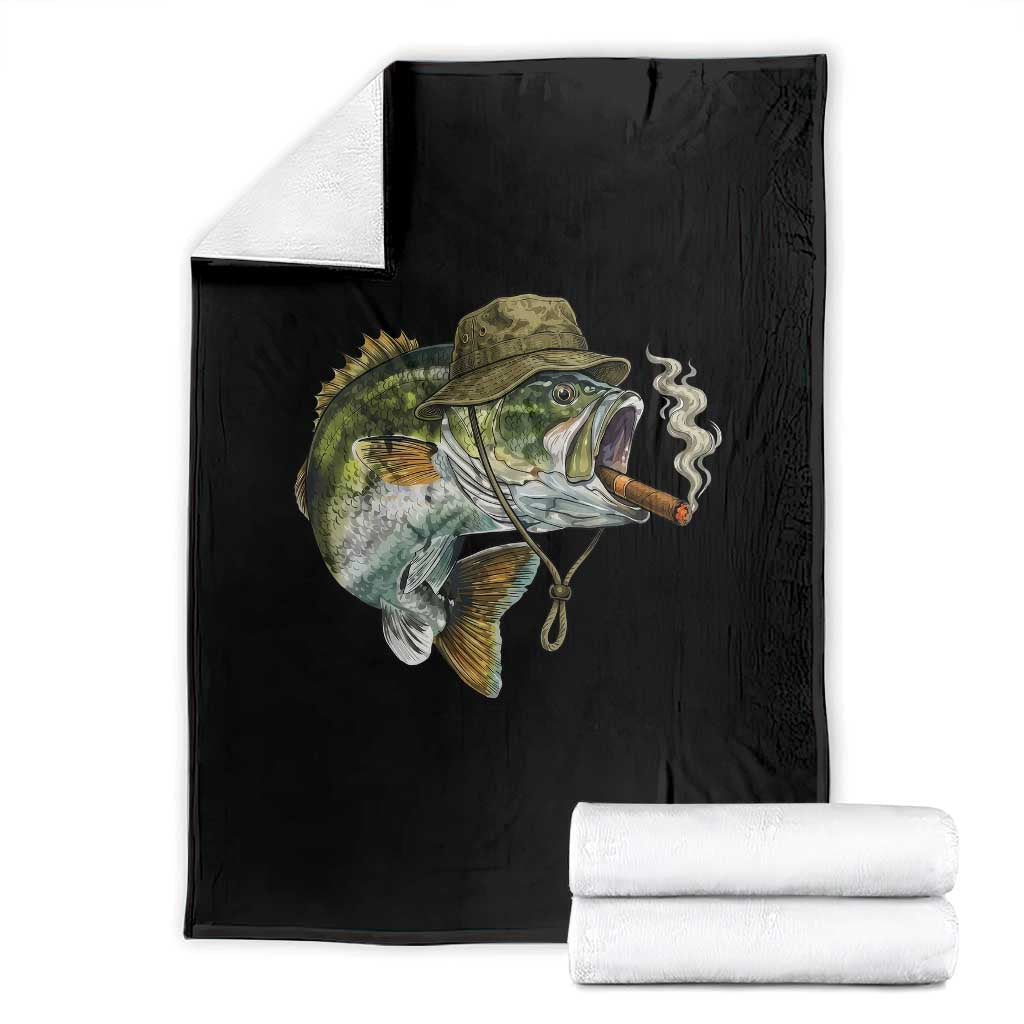 Funny Smoking Bass Fish Throw Blanket Bass Fishing Lover Graphic
