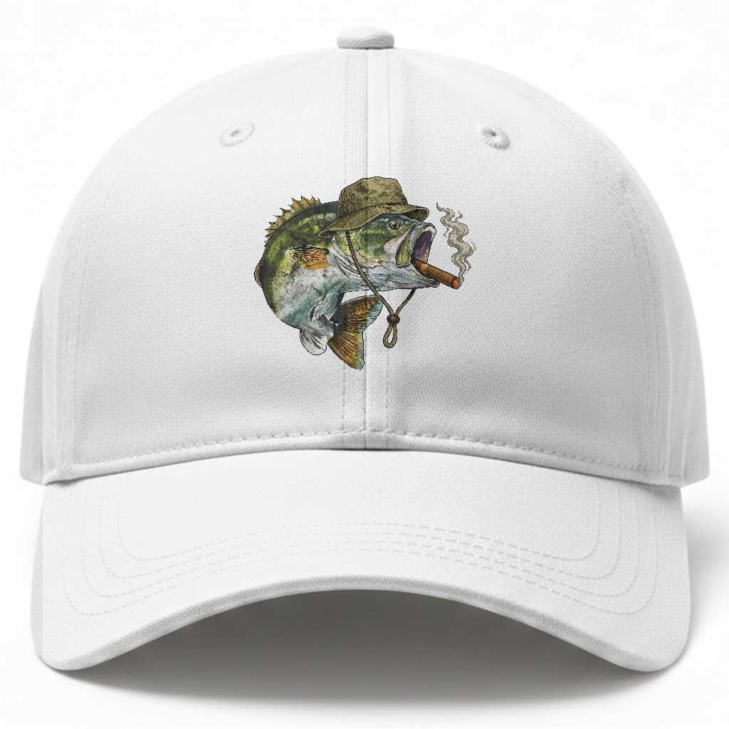 Funny Smoking Bass Fish Baseball Cap Bass Fishing Lover Graphic