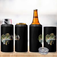 Funny Smoking Bass Fish 4 in 1 Can Cooler Tumbler Bass Fishing Lover Graphic