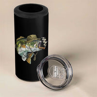 Funny Smoking Bass Fish 4 in 1 Can Cooler Tumbler Bass Fishing Lover Graphic