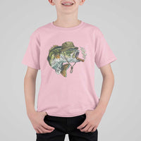 Funny Smoking Bass Fish T Shirt For Kid Bass Fishing Lover Graphic
