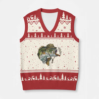 Funny Smoking Bass Fish V-Neck Knit Sweater Vest Bass Fishing Lover Graphic