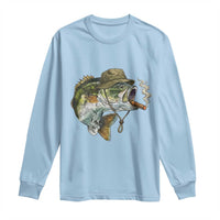 Funny Smoking Bass Fish Long Sleeve Shirt Bass Fishing Lover Graphic