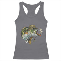 Funny Smoking Bass Fish Racerback Tank Top Bass Fishing Lover Graphic