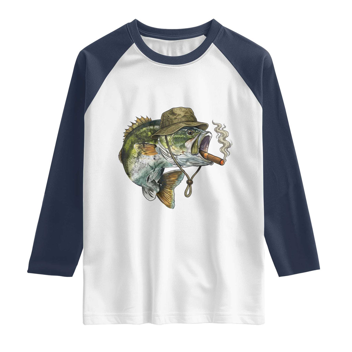 Funny Smoking Bass Fish Raglan Shirt Bass Fishing Lover Graphic