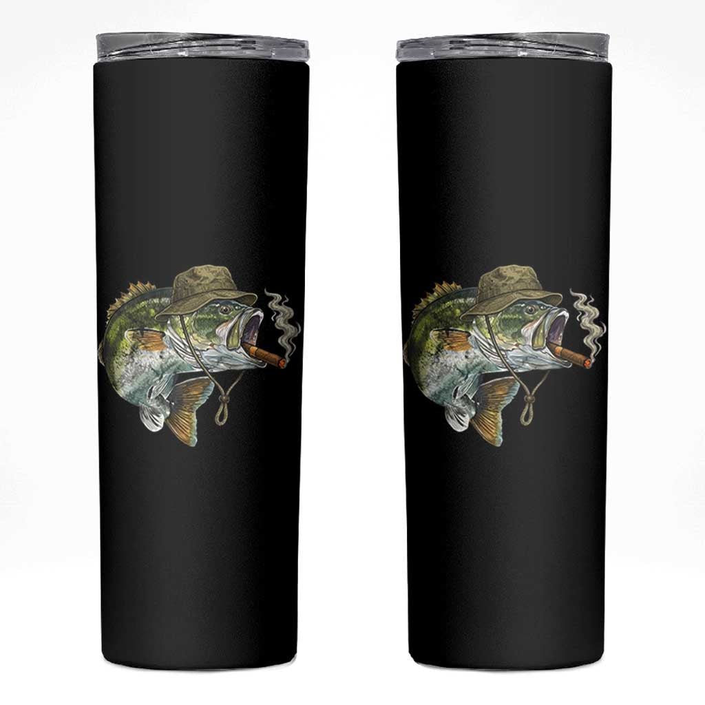 Funny Smoking Bass Fish Skinny Tumbler Bass Fishing Lover Graphic