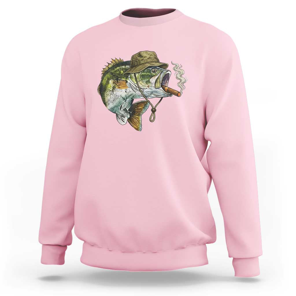 Funny Smoking Bass Fish Sweatshirt Bass Fishing Lover Graphic