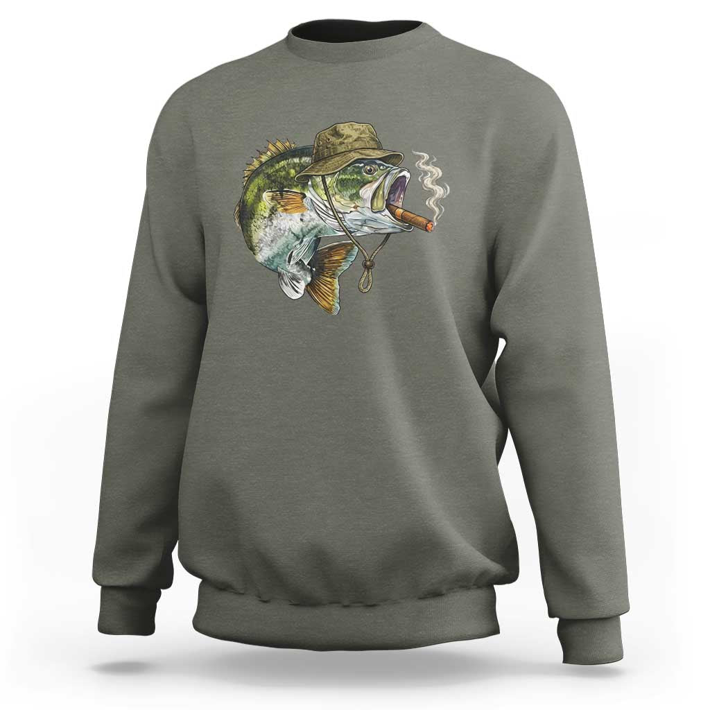 Funny Smoking Bass Fish Sweatshirt Bass Fishing Lover Graphic