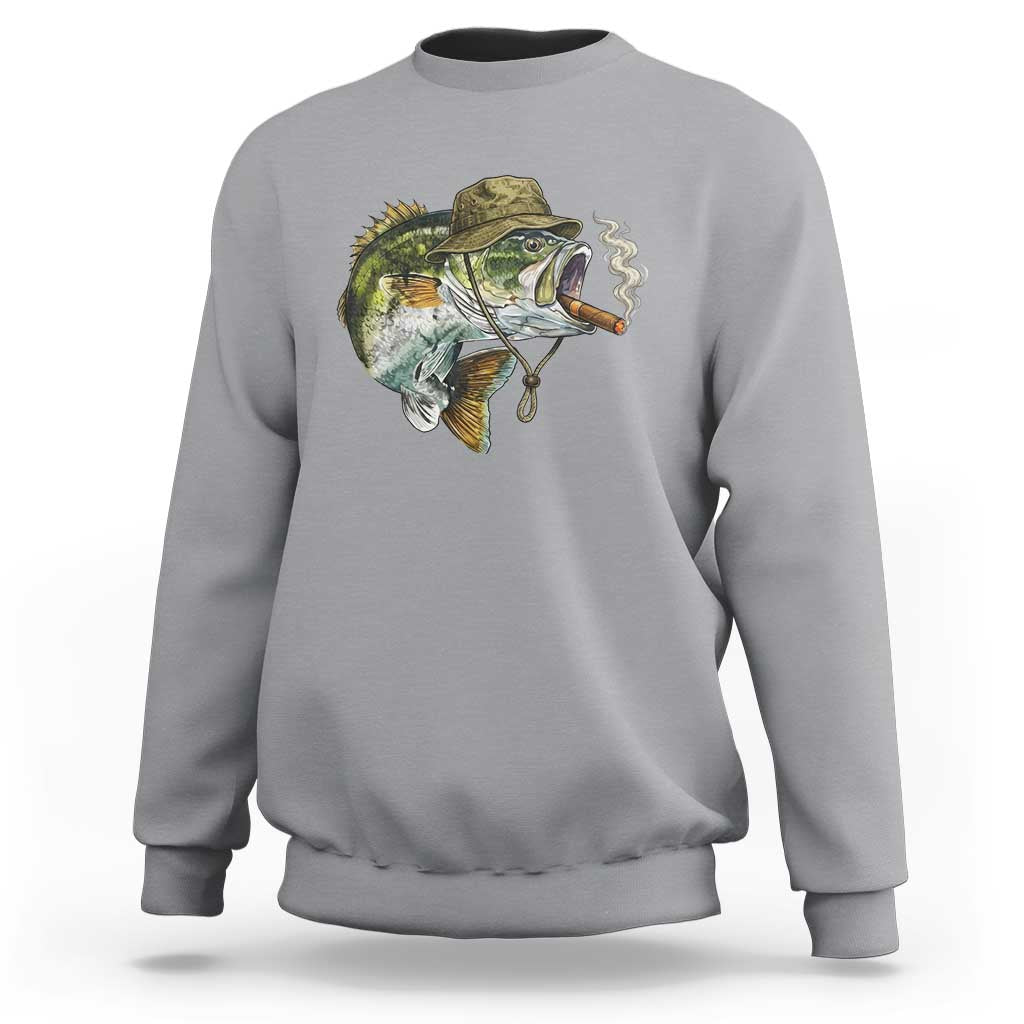 Funny Smoking Bass Fish Sweatshirt Bass Fishing Lover Graphic