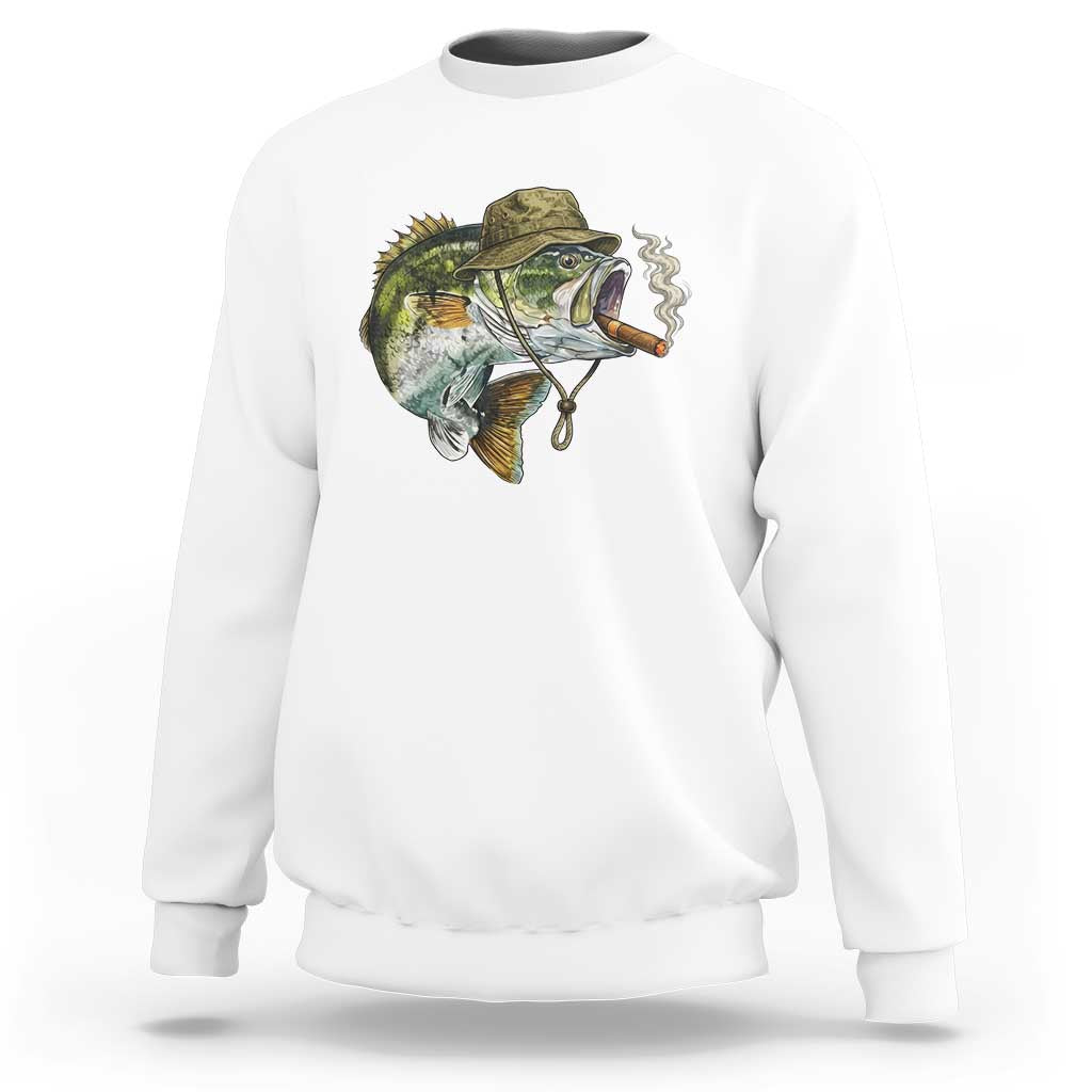 Funny Smoking Bass Fish Sweatshirt Bass Fishing Lover Graphic