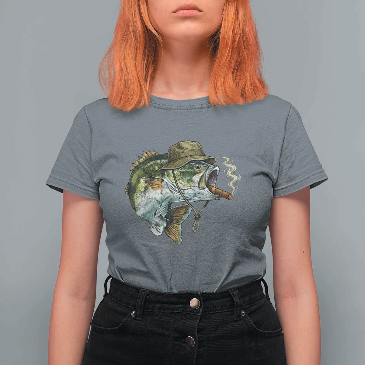 Funny Smoking Bass Fish T Shirt For Women Bass Fishing Lover Graphic