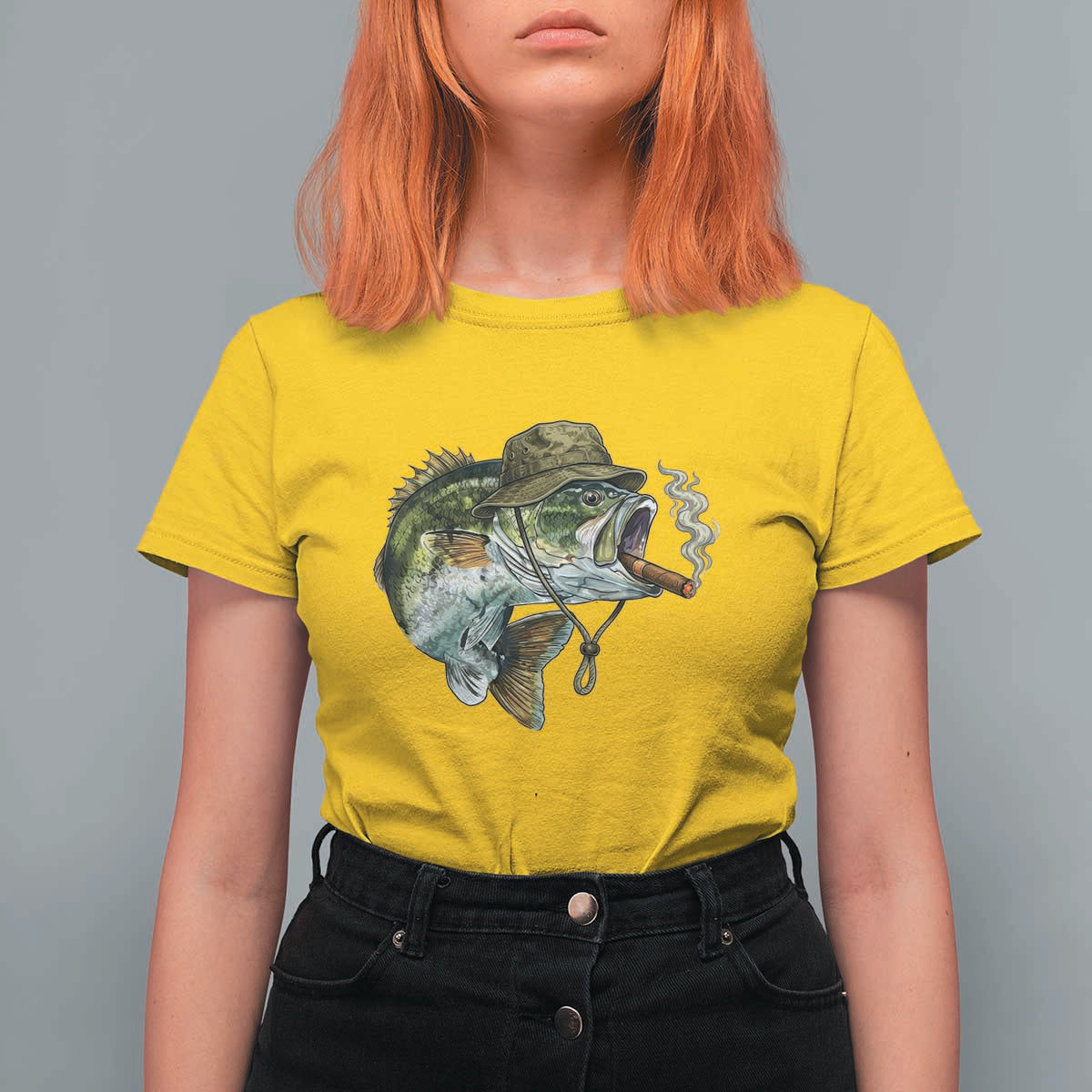 Funny Smoking Bass Fish T Shirt For Women Bass Fishing Lover Graphic