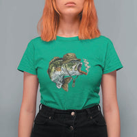 Funny Smoking Bass Fish T Shirt For Women Bass Fishing Lover Graphic