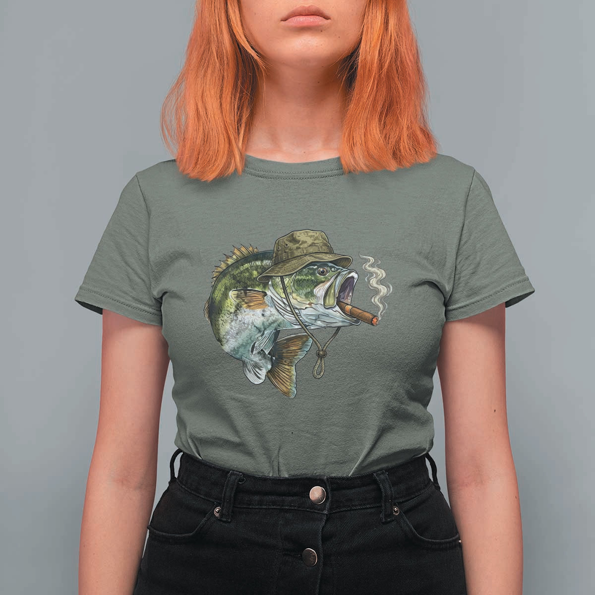 Funny Smoking Bass Fish T Shirt For Women Bass Fishing Lover Graphic