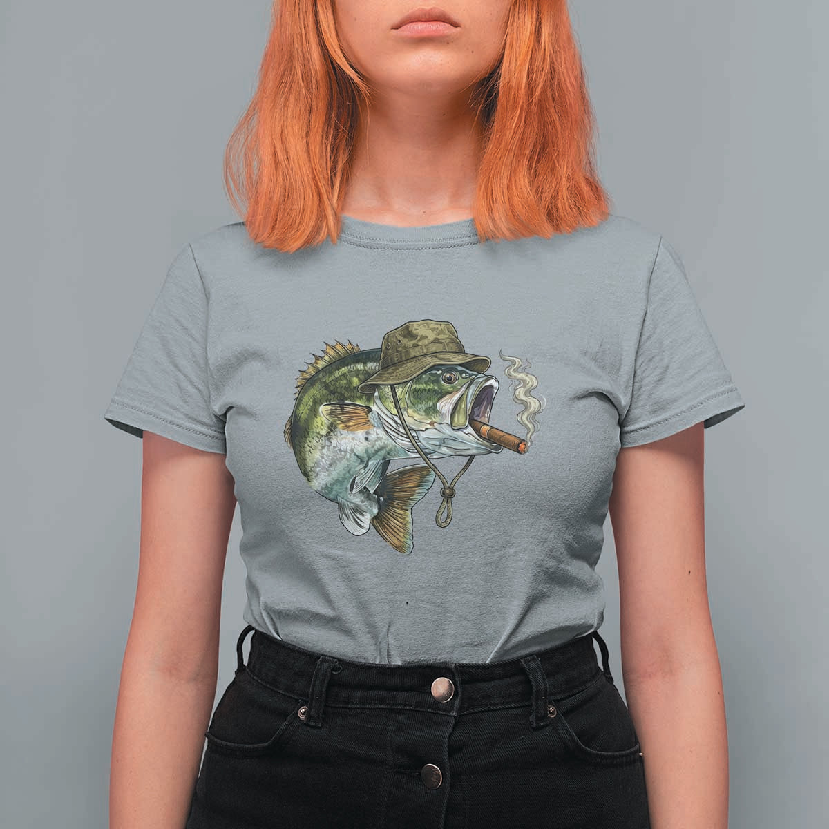 Funny Smoking Bass Fish T Shirt For Women Bass Fishing Lover Graphic