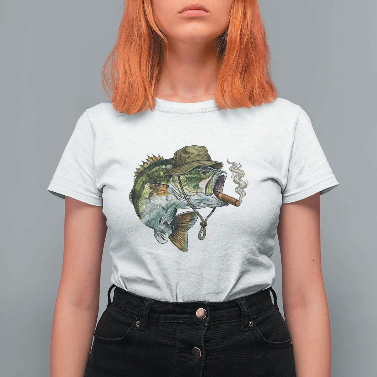 Funny Smoking Bass Fish T Shirt For Women Bass Fishing Lover Graphic
