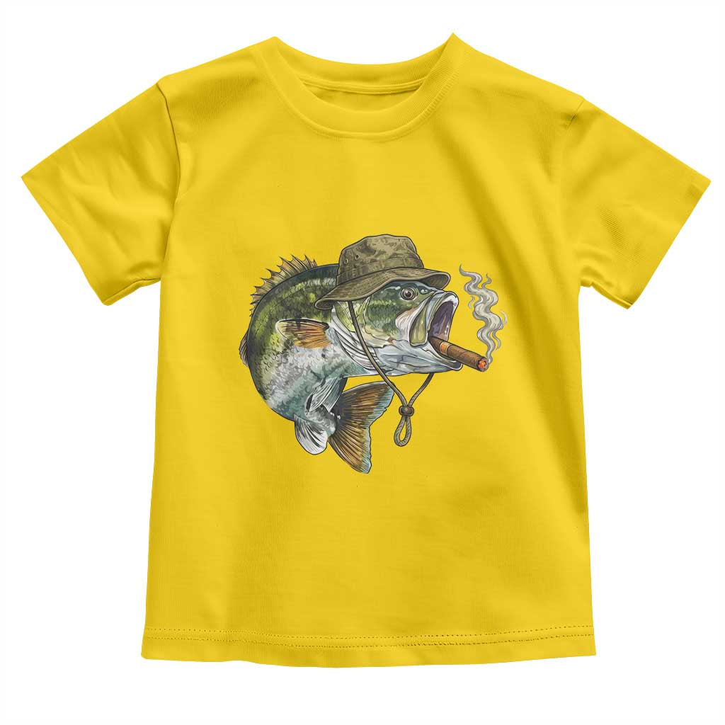 Funny Smoking Bass Fish Toddler T Shirt Bass Fishing Lover Graphic