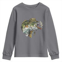 Funny Smoking Bass Fish Youth Sweatshirt Bass Fishing Lover Graphic