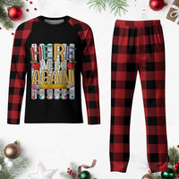 Funny Striped Teacher Back To School Plaid Pajama Set Here We Go Again Welcome Back