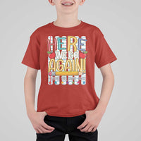 Funny Striped Teacher Back To School T Shirt For Kid Here We Go Again Welcome Back