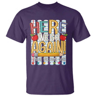 Funny Striped Teacher Back To School T Shirt Here We Go Again Welcome Back