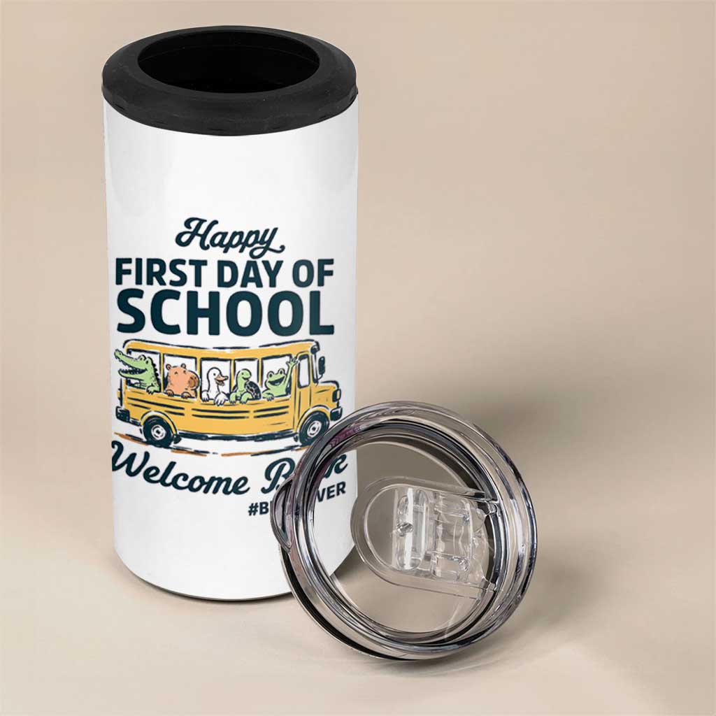 School Bus Driver Gift 4 in 1 Can Cooler Tumbler Happy First Day Of School