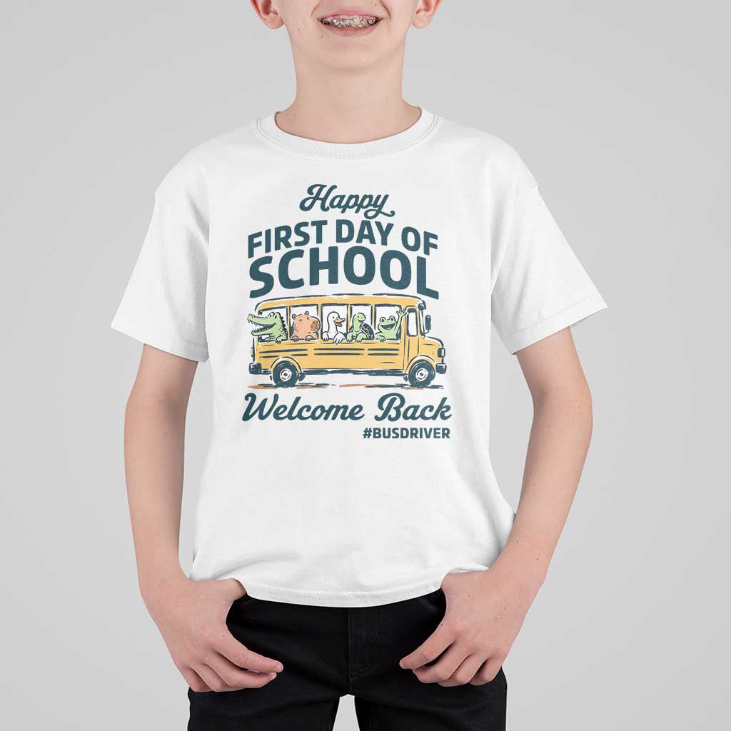 School Bus Driver Gift T Shirt For Kid Happy First Day Of School