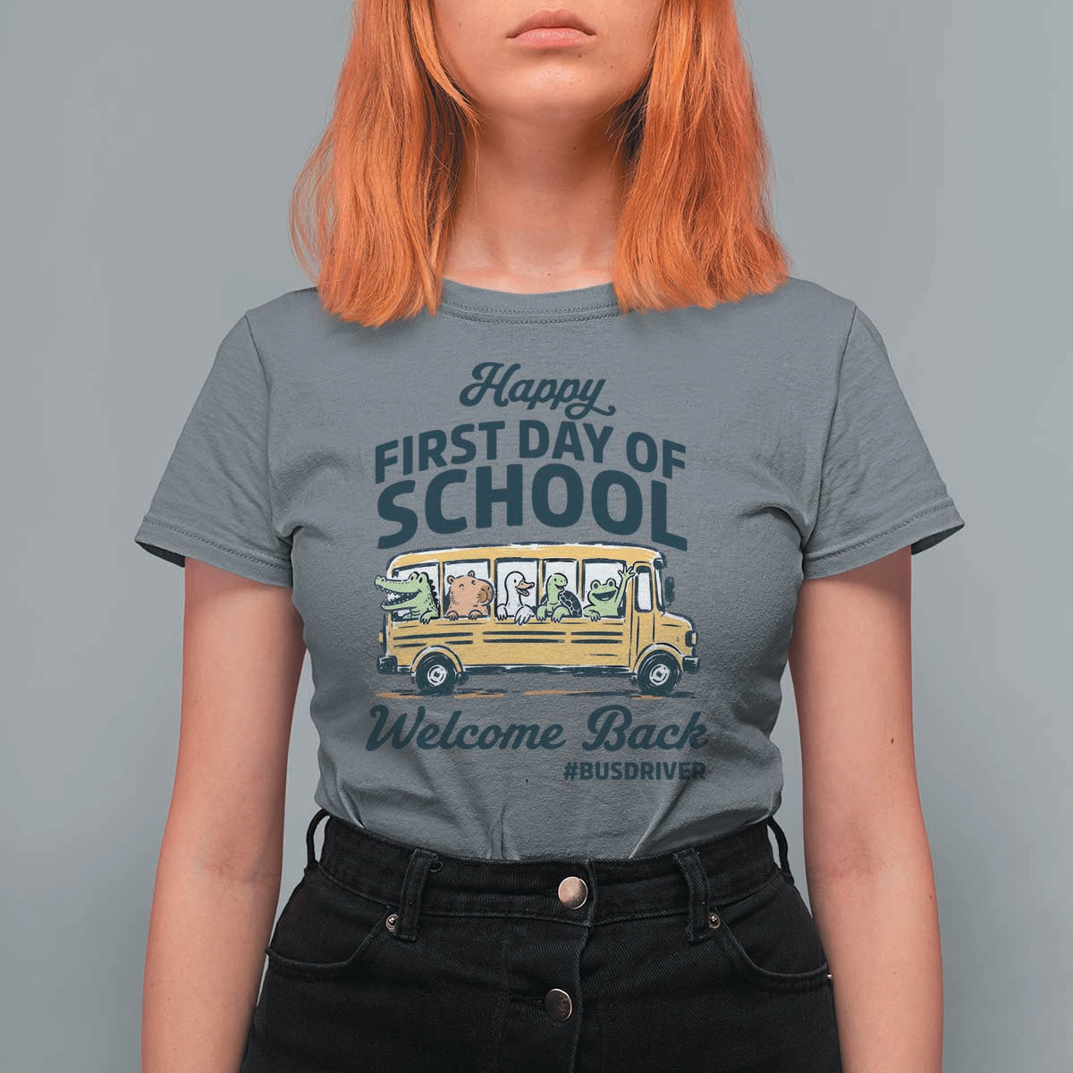 School Bus Driver Gift T Shirt For Women Happy First Day Of School