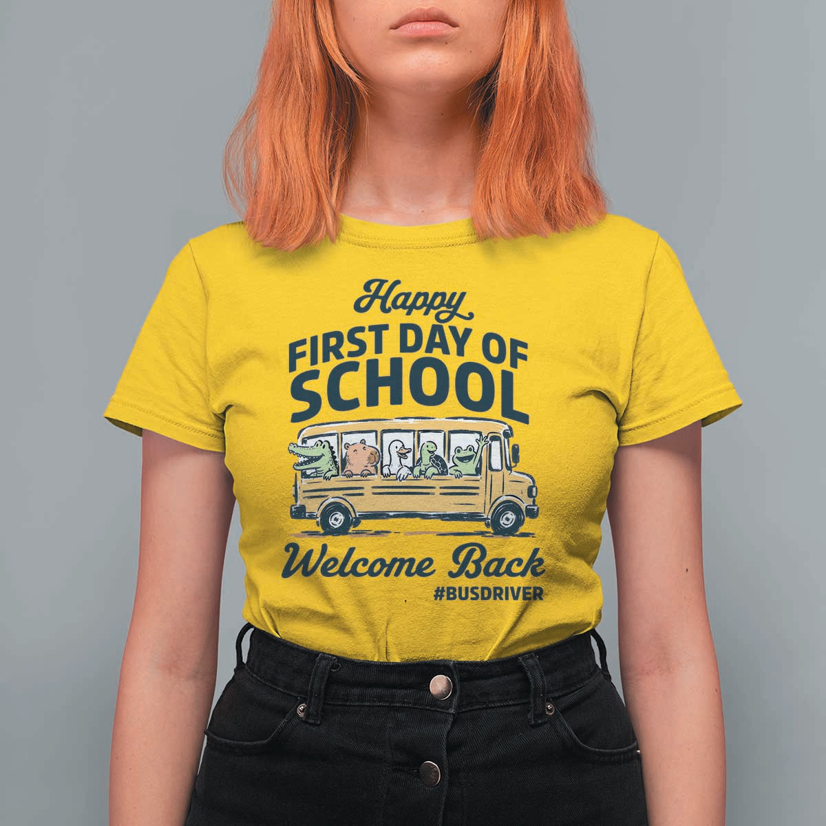 School Bus Driver Gift T Shirt For Women Happy First Day Of School