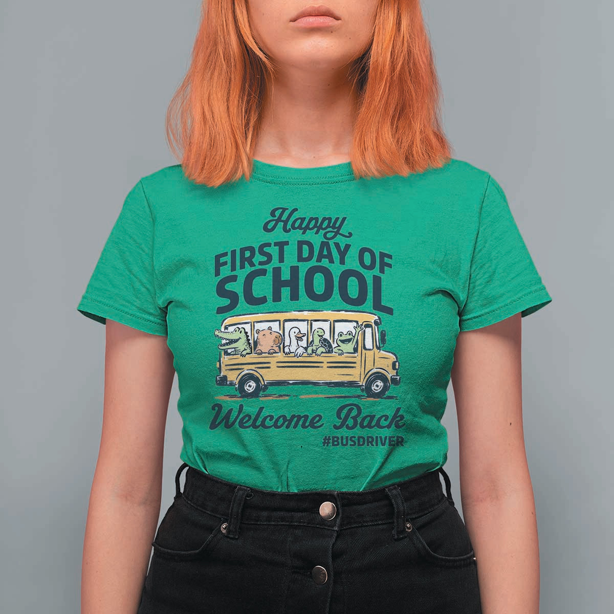 School Bus Driver Gift T Shirt For Women Happy First Day Of School