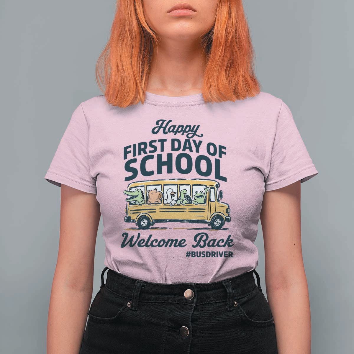 School Bus Driver Gift T Shirt For Women Happy First Day Of School