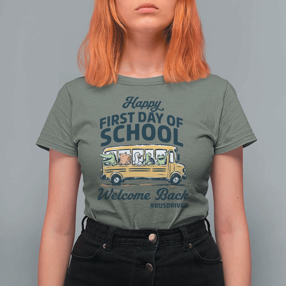 School Bus Driver Gift T Shirt For Women Happy First Day Of School