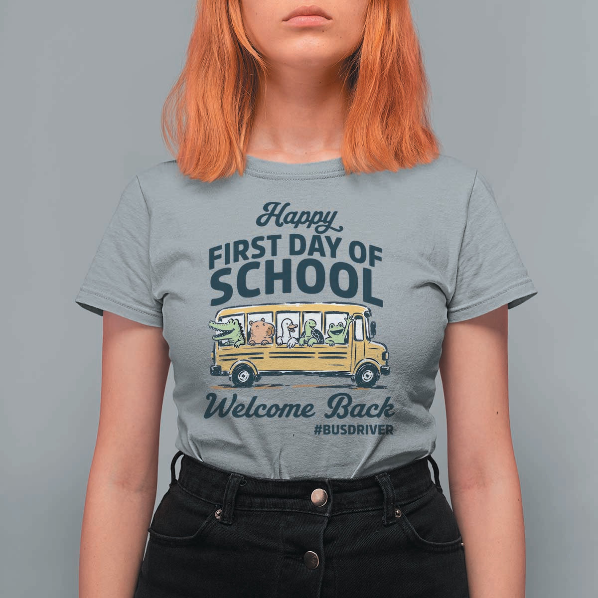 School Bus Driver Gift T Shirt For Women Happy First Day Of School