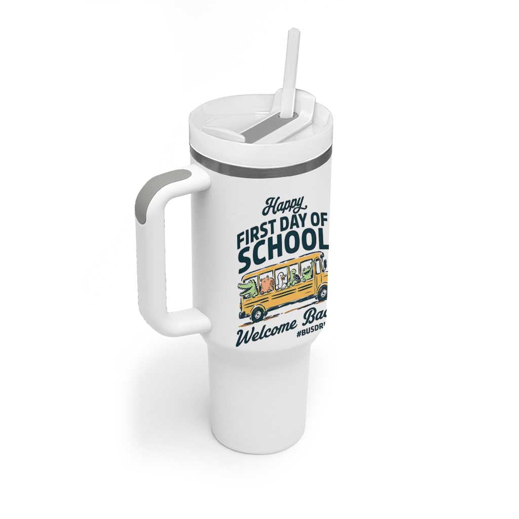 School Bus Driver Gift Tumbler With Handle Happy First Day Of School