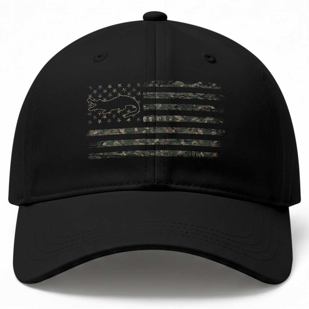 Alligator Hunting Camo American Flag Baseball Cap Louisiana Bayou Hunter Gift