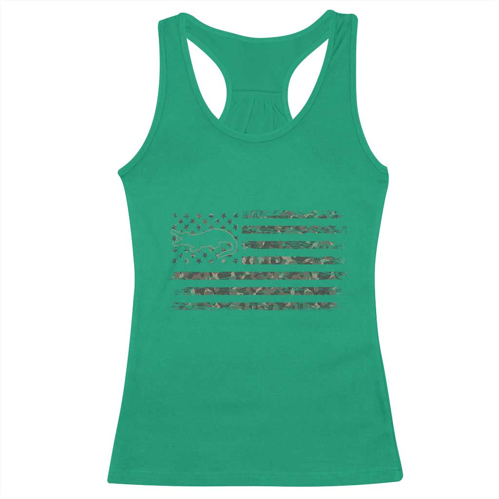 Alligator Hunting Camo American Flag Racerback Tank Top Louisiana Bayou Hunter Gift