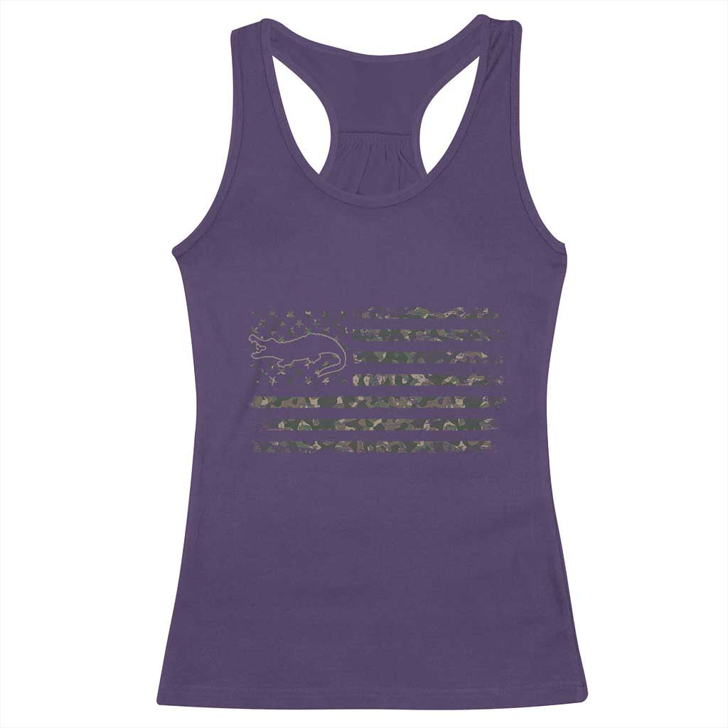 Alligator Hunting Camo American Flag Racerback Tank Top Louisiana Bayou Hunter Gift